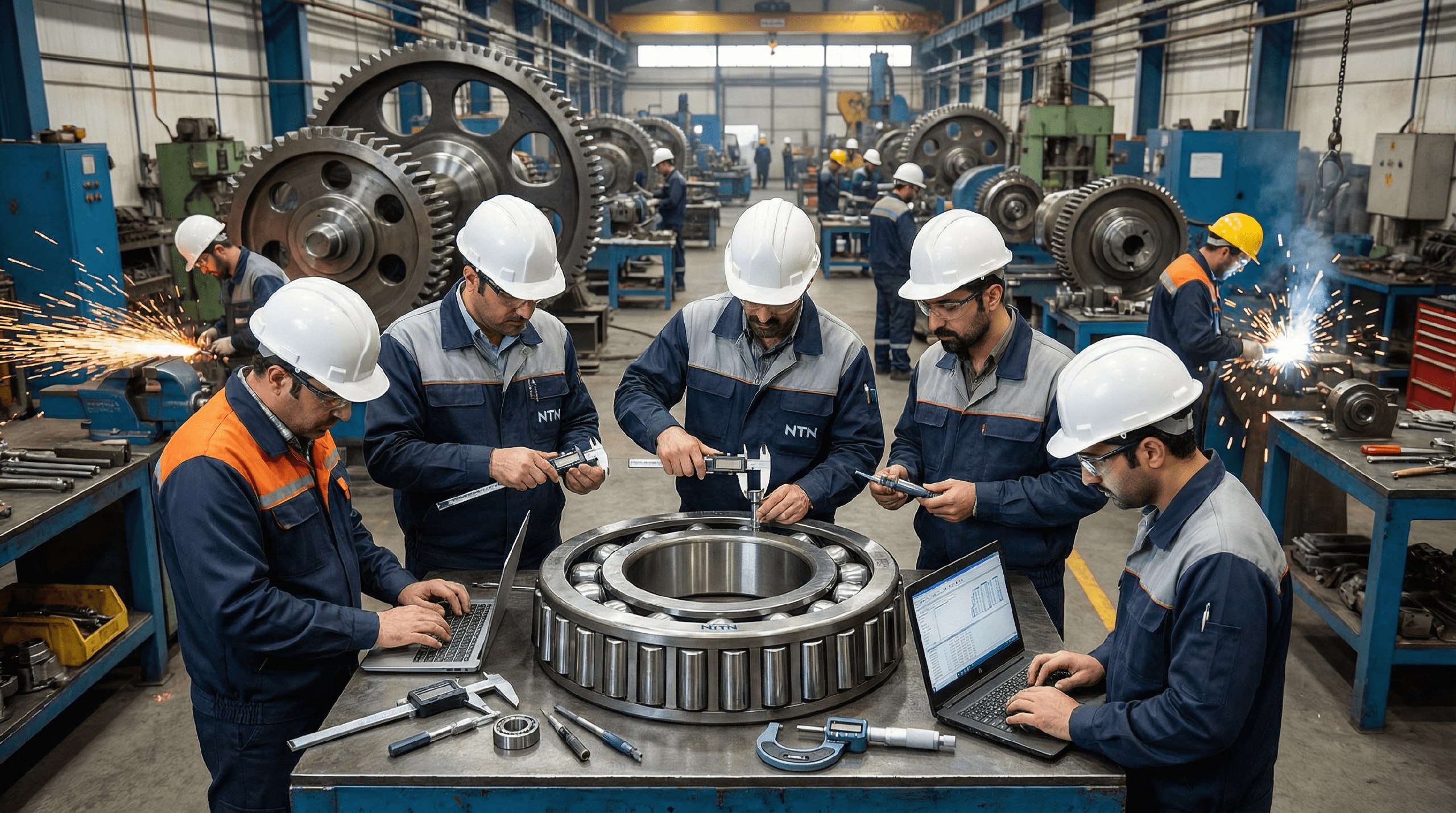 مهندسان ایرانی در حال تست بلبرینگ صنعتی NTN