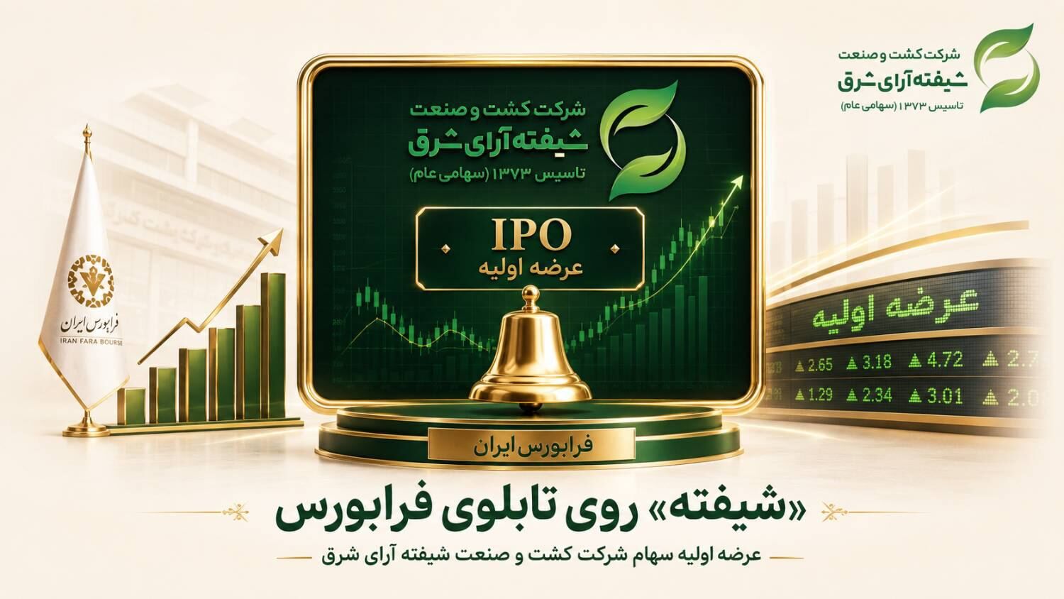 عرضه اولیه سهام شرکت کشت و صنعت شیفته آرای شرق